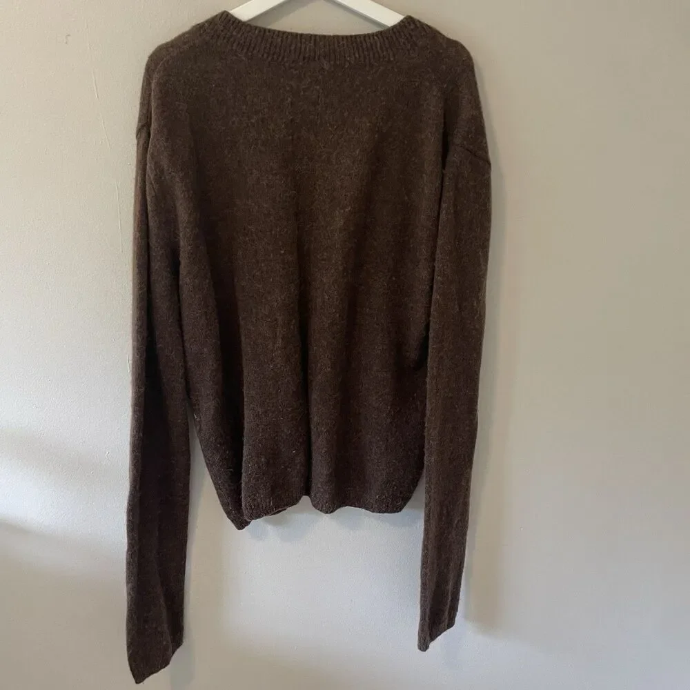 The Frankie Shop Oversized Brown V Neck Sweater Alpaca Wool Blend XS/S